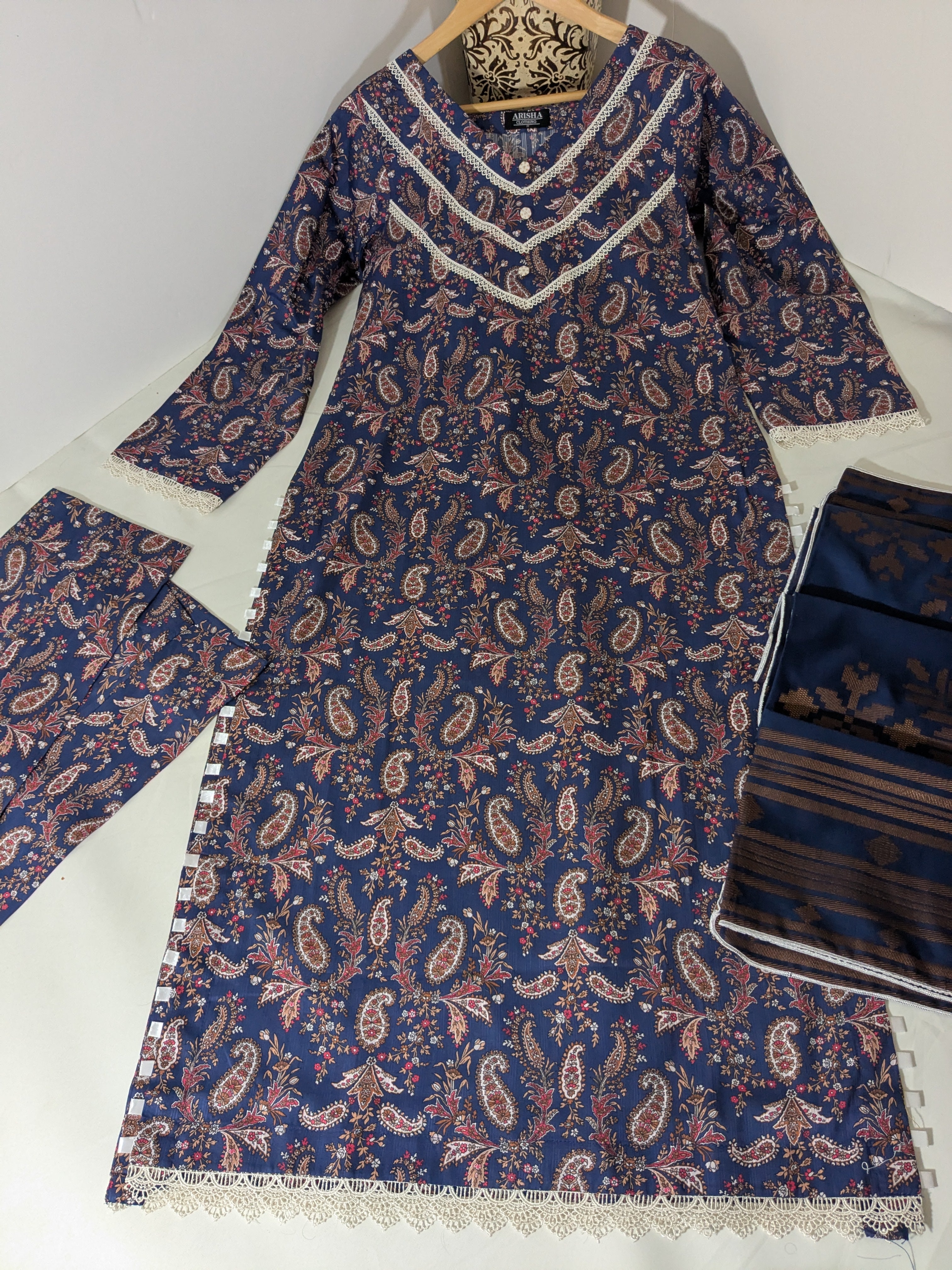 Ethnic Blue 3 Piece Lawn Outfit