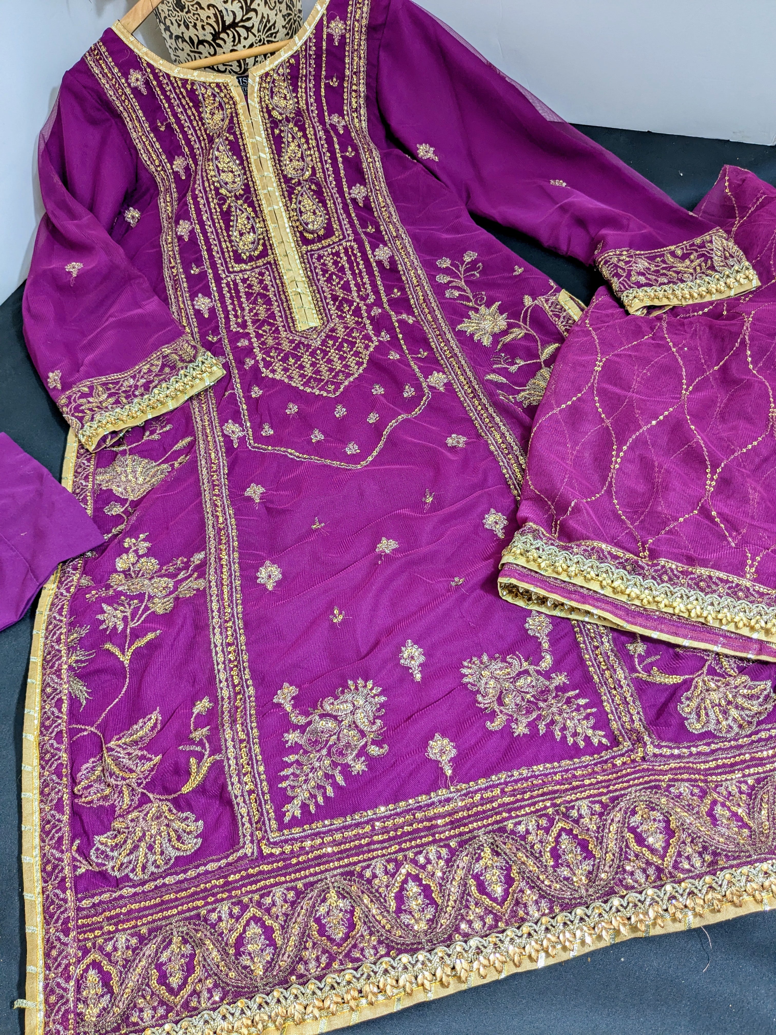 Asim Jofa Purple 3 Piece Net Outfit