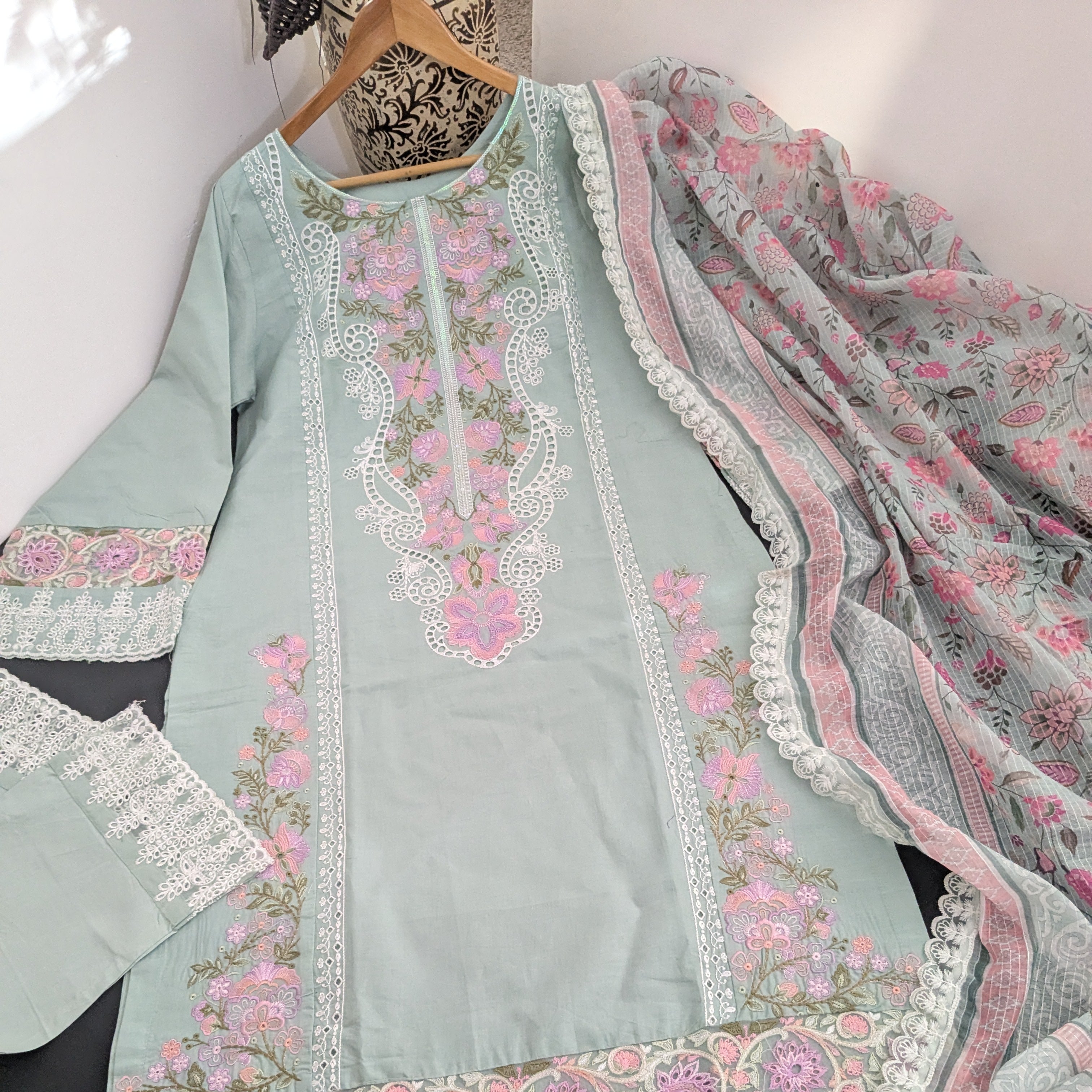Karma Pastel Light Blue 3 Piece Lawn Outfit