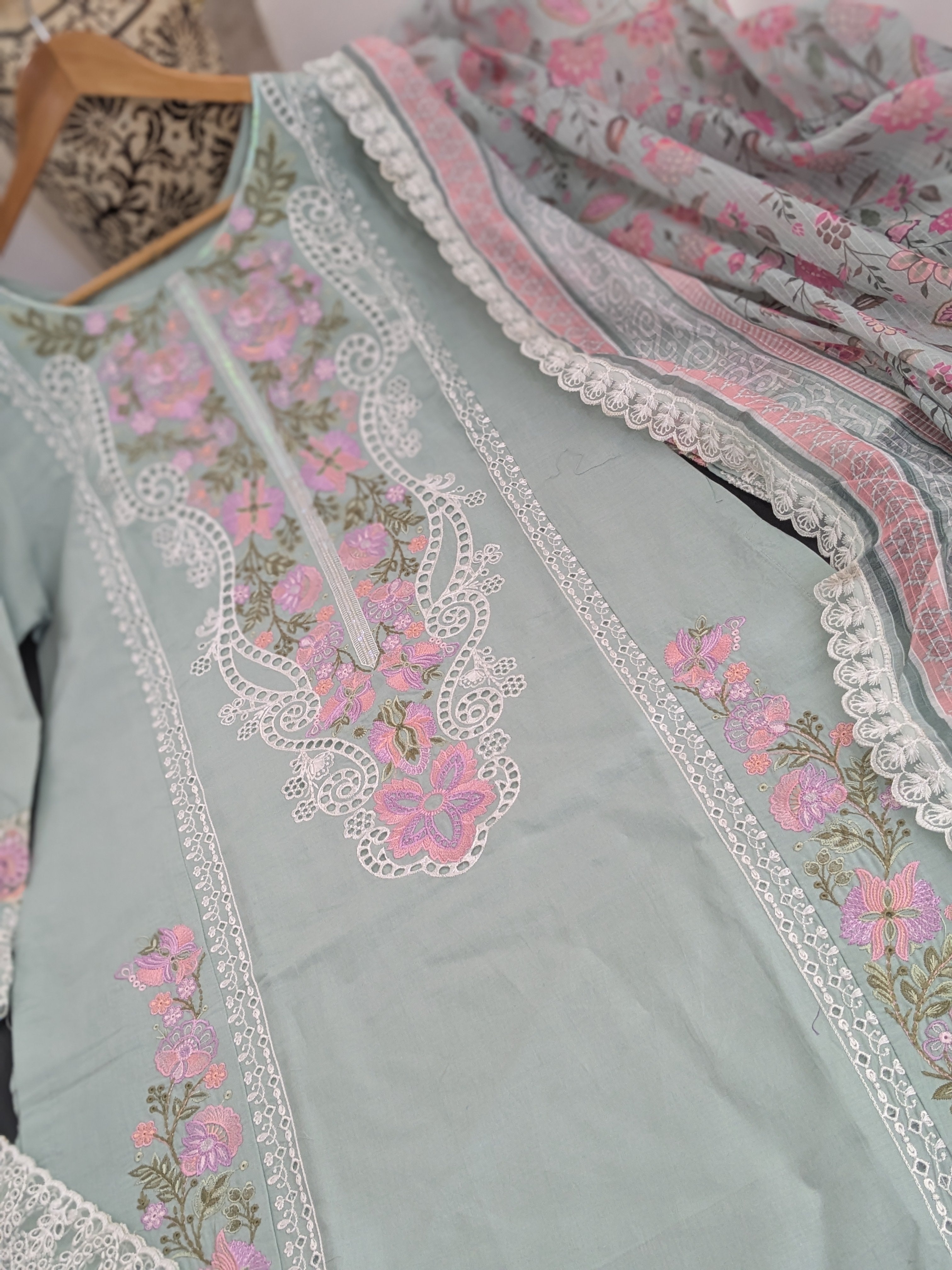 Karma Pastel Light Blue 3 Piece Lawn Outfit
