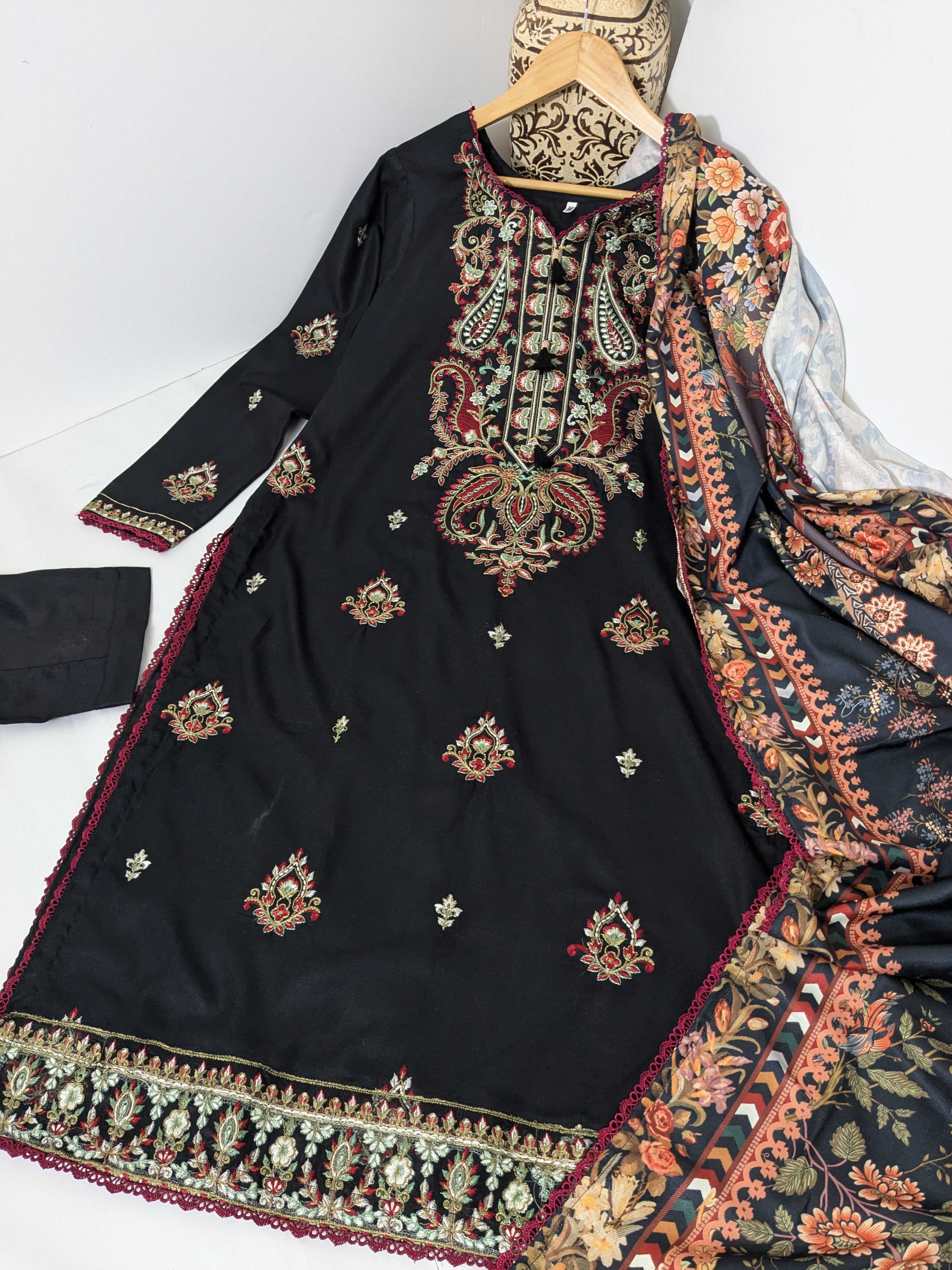 Black Embroidered 3 Piece Marina Outfit