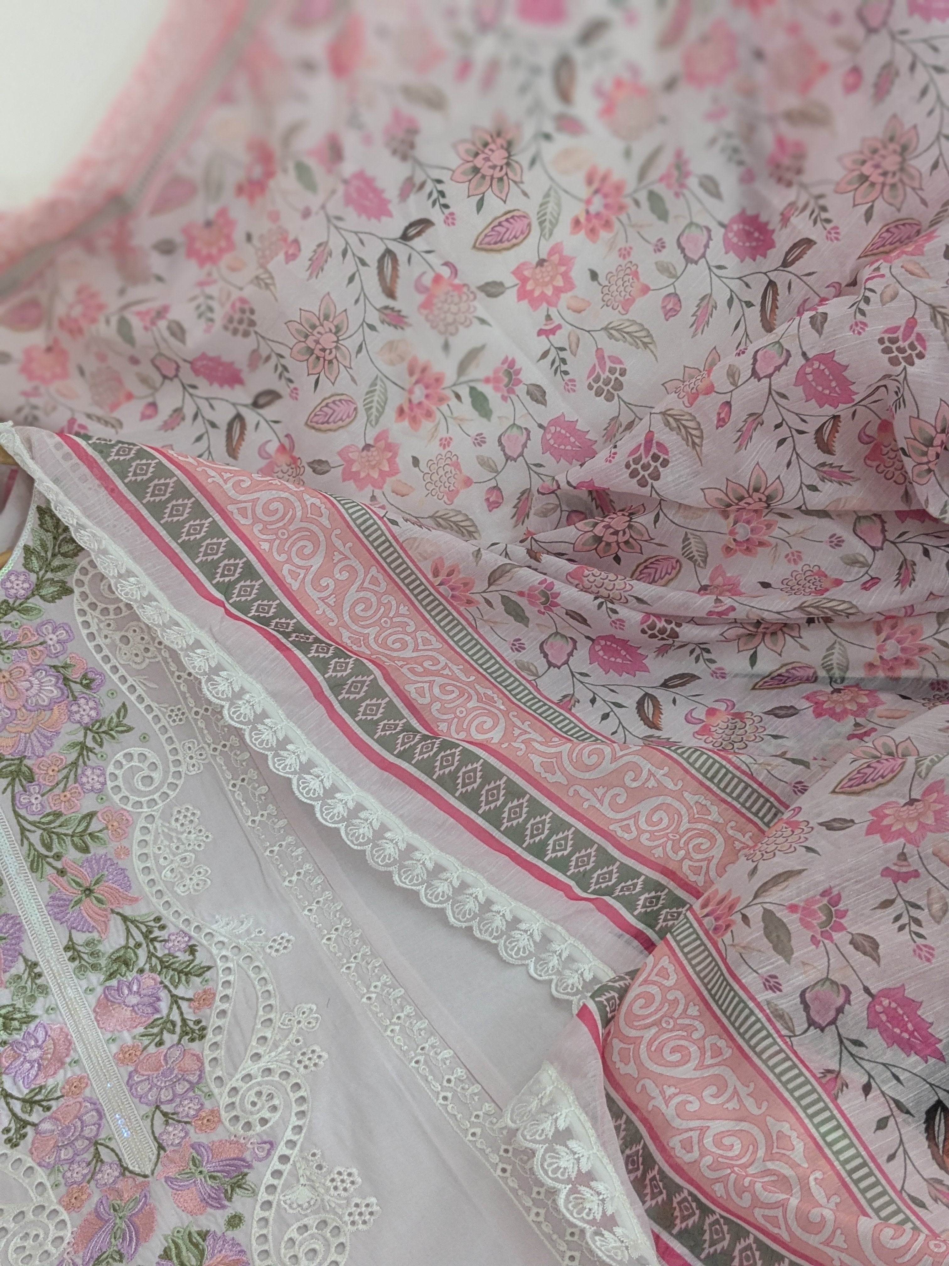 Karma Paled Baby Pink 3 Piece Lawn Outfit